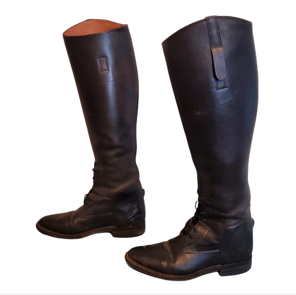 Lax Eisers Black Leather Knee-High Equestrian Riding Boots Women's Size 8.5W